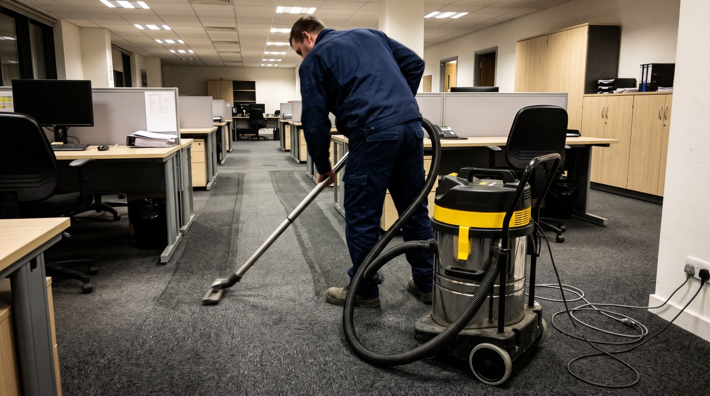 Commercial cleaning in progress